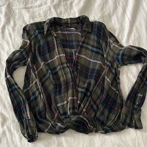 Abercrombie & Fitch Wrap Front Plaid Top